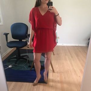 Express red butterfly sleeve chiffon party dress